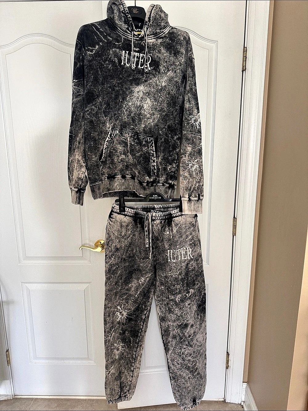 IUTER Acid Wash Hoodie Jogger Set Medium